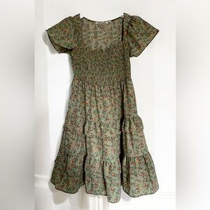 Mini green floral dress, size small